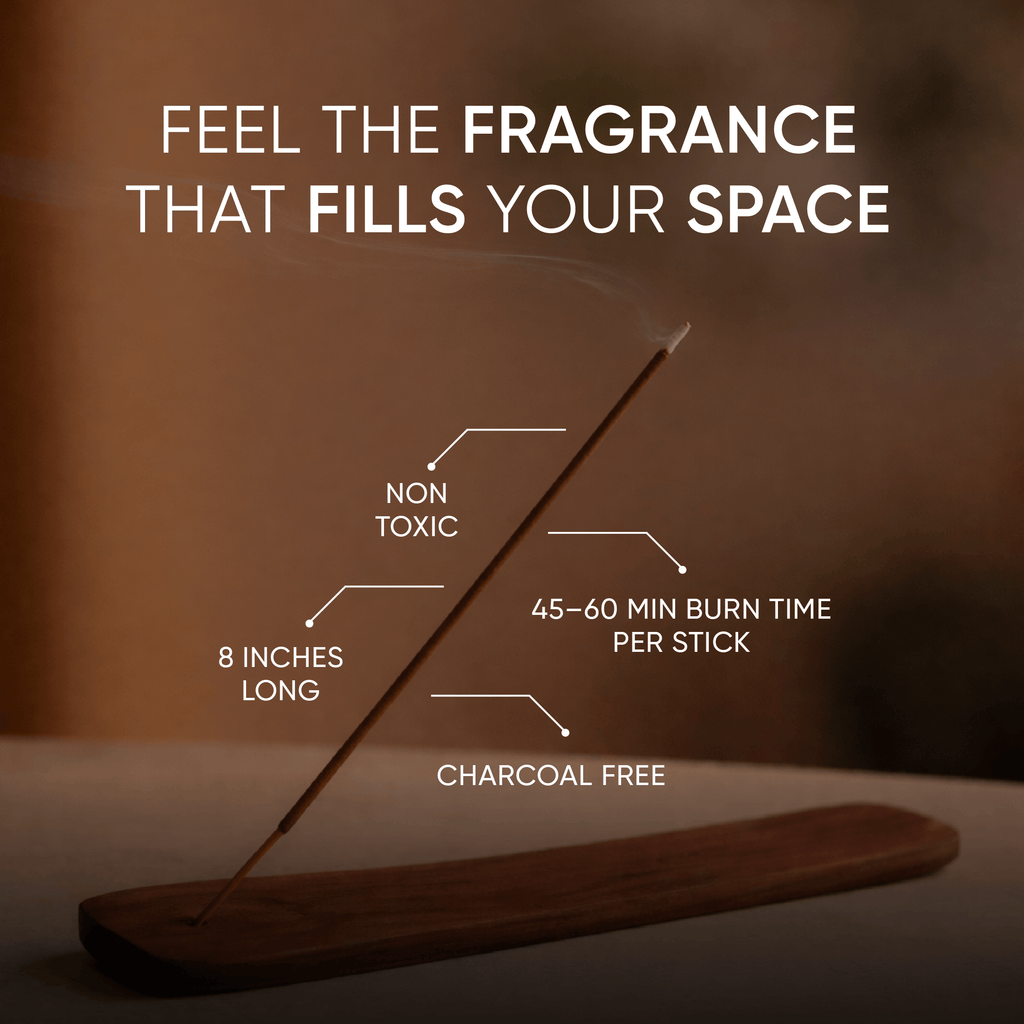 RAAHI Sandalwood Incense Sticks with Holder | Hand Crafted | Charcoal Free | 120 Sticks