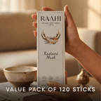 RAAHI Kastoori Incense Sticks with Holder | Hand Crafted | Charcoal Free | 120 Sticks