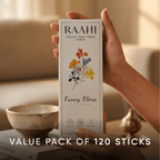 RAAHI Fancy Flora Incense Sticks with Holder | Hand Crafted | Charcoal Free | 120 Sticks
