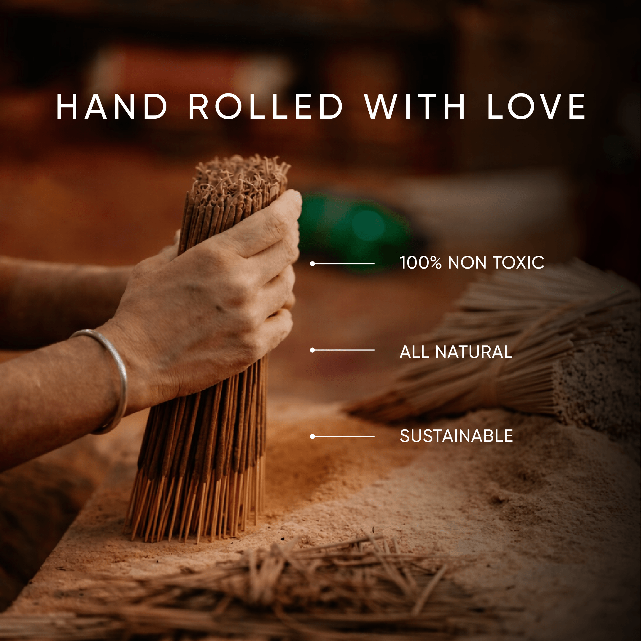 RAAHI Sandalwood Incense Sticks with Holder | Hand Crafted | Charcoal Free | 120 Sticks