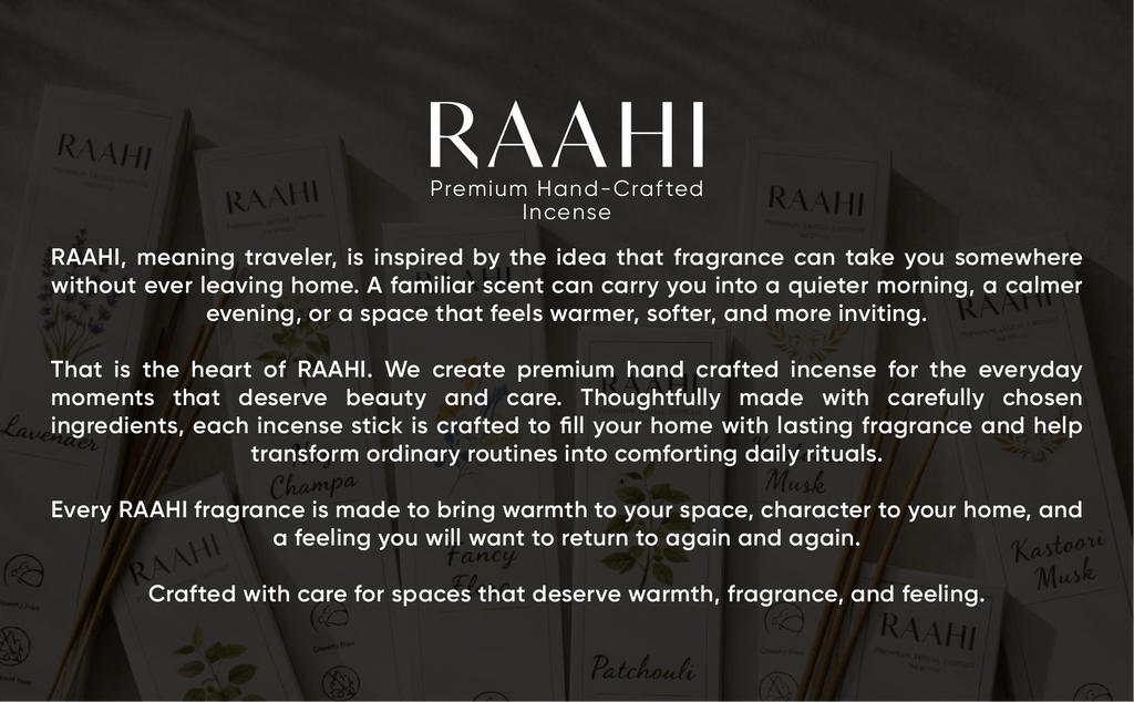 RAAHI Kastoori Incense Sticks with Holder | Hand Crafted | Charcoal Free | 120 Sticks
