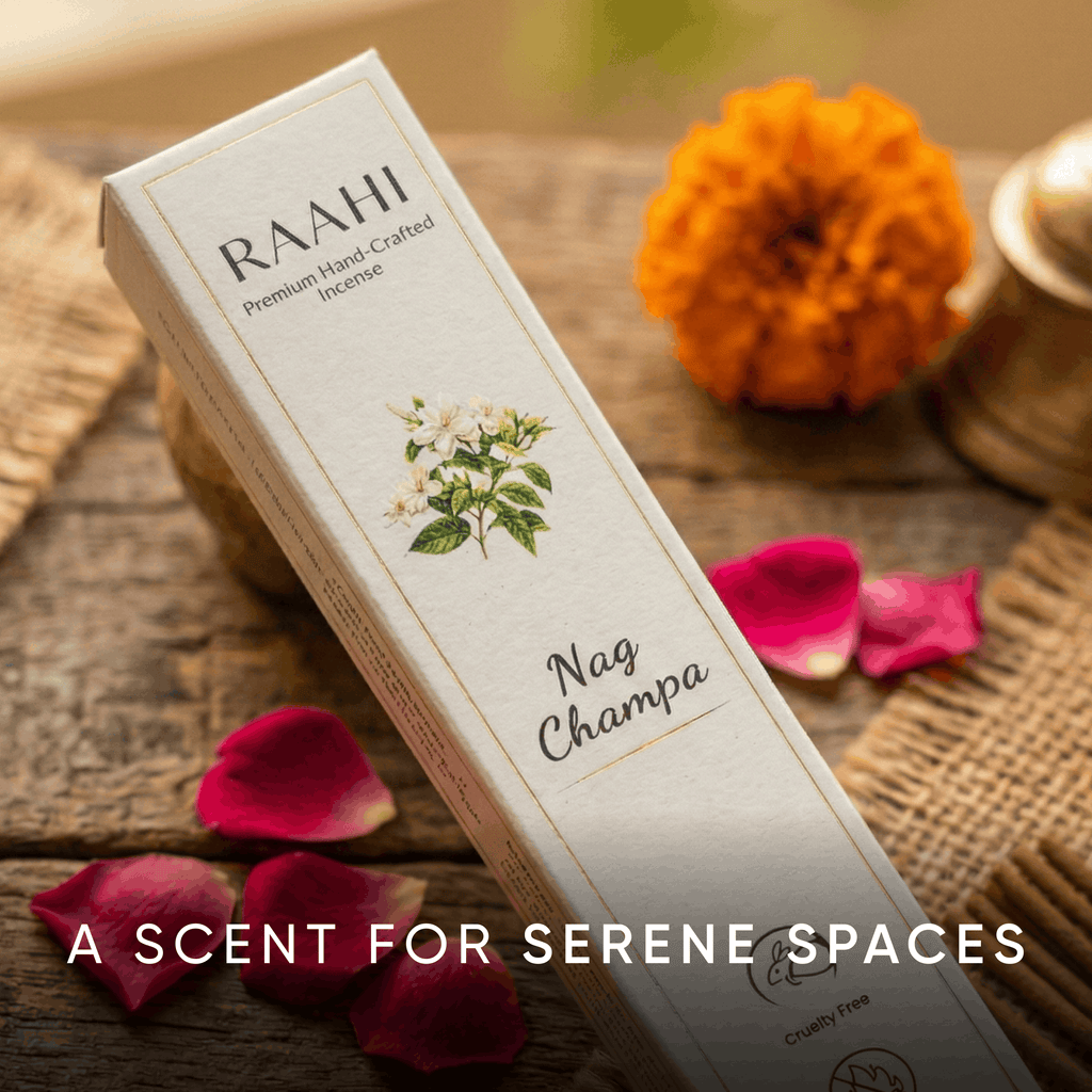 RAAHI Nag Champa Incense Sticks with Holder | Hand Crafted | Charcoal Free | 120 Sticks